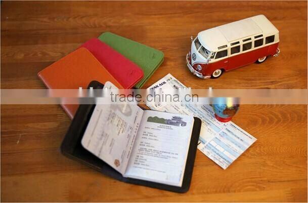 High-quality portable leather passport holder with custom Customized Logo, Simple style passport cover
