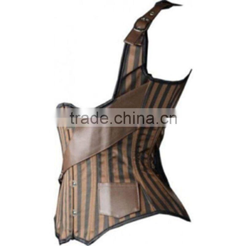 2015 new design sexy vintage waist training corsets plus size corsets bustiers for women stripe underbust corsets wholesale