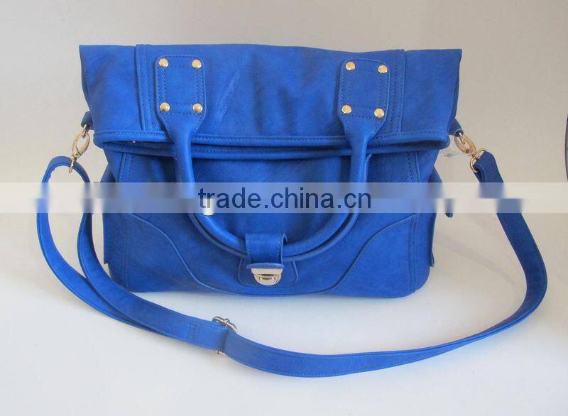 The foldable dark blue handbag trend leather handbags