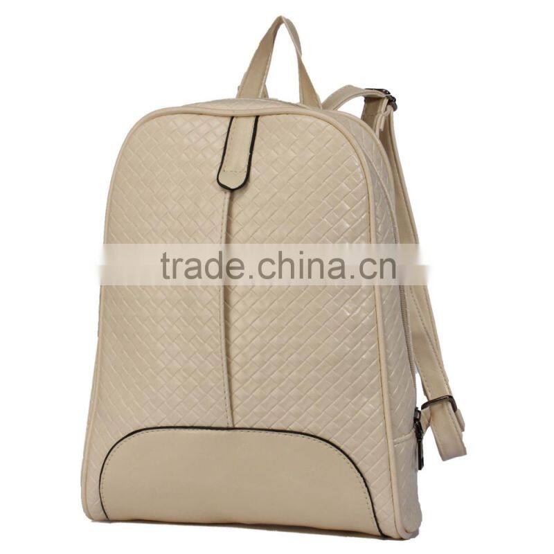 Luxury Women Girls Leather Woven Backpack Campus Shoulder Bag Bookbag Satchel