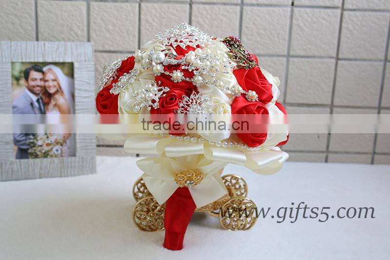 Gorgeous red wedding bouquet crystal bouquet jewelry