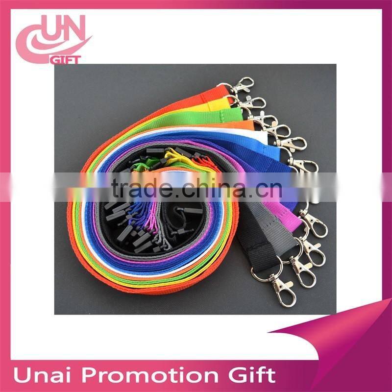Wholesale Polyester Strap Solid Color Breakaway Lanyard Id Badge Flat Mobile Key Holder key chain mixed colros
