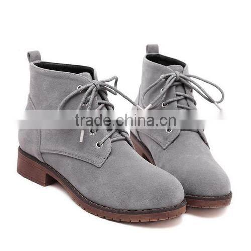 2015 Autumn new design women round toe low heel casual women shoes fashion British style lace-up ladies ankle boots PH3883
