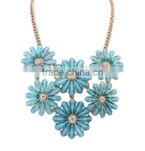 New European Style Flower Choker Collar Vintage Pendant Statement Necklace for Women