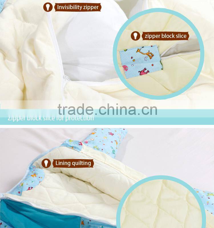 Infant kids anti kicking quilt sleeping bag for four seasons detachable fillings blue style