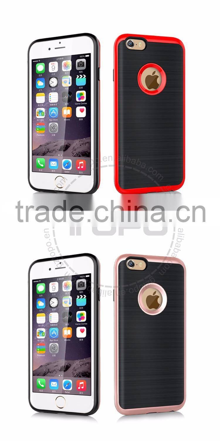 2in1 pc tpu wire drawing phone back cover Korean style shockproof Strip pattern Slim Armor hard plastic case for iphone 6 6s