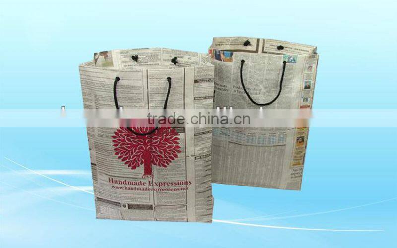 Red shopping paper bags with satin handle