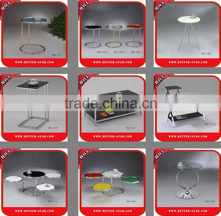 Stylish round tempered glass stainless steel tea table