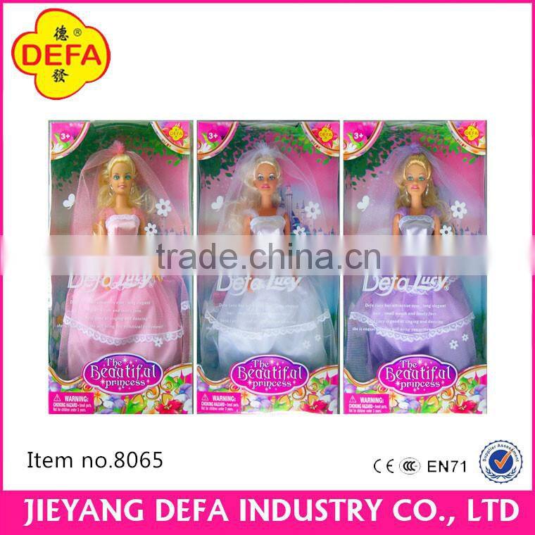 Cheap girl dress toys plastic doll princess wedding dresses toys Pretty long blond princess doll