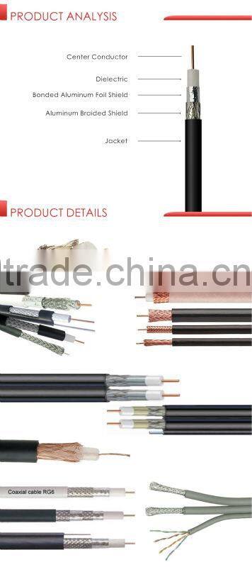 RG CATV CABLE RG6 ISO9002 CE ROHS COAXIAL CABLE MANUFACTURER