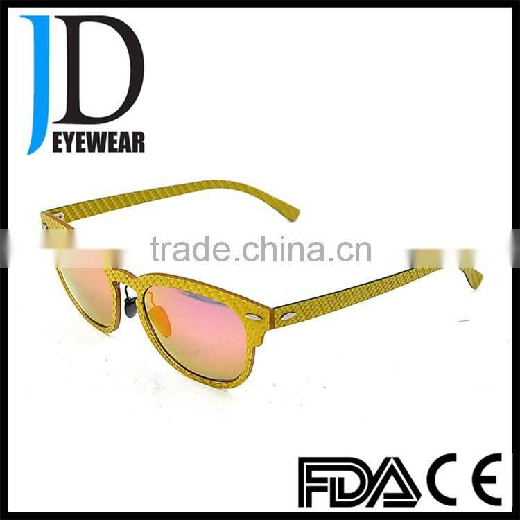 2016 Hot Women Men Unisex Carbon Fiber Aviator Sunglasses with Mirrored Lenses