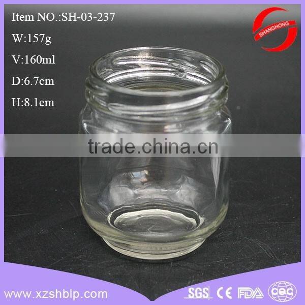 160ml clear glass bee honey jar with cap for storage