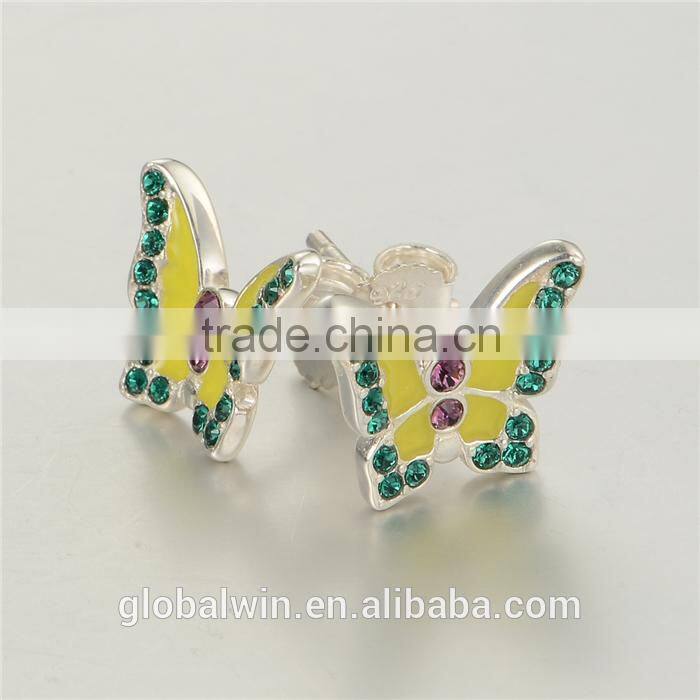 New Design Fashion Cheap Factory Direct Sale Butterfly Enamel Earrings