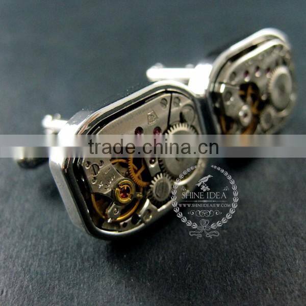14x19mm vintage style steam punk watch movement rhodium fashion cuff link 6600035