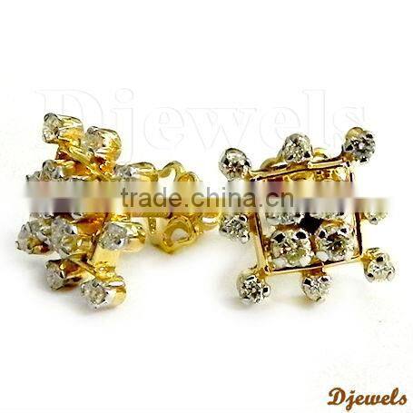 Diamond Gold Earrings, Wedding Diamond Jewelry, Earring Jewelry