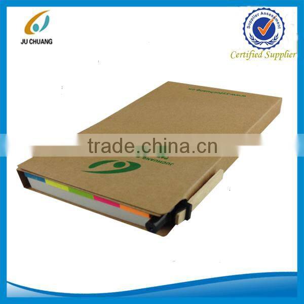 Kraft paper cover sticky notes book with pen