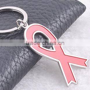 XL-KC51201 fashion alloy keychain, metal red ribbon keychain AIDS keychain