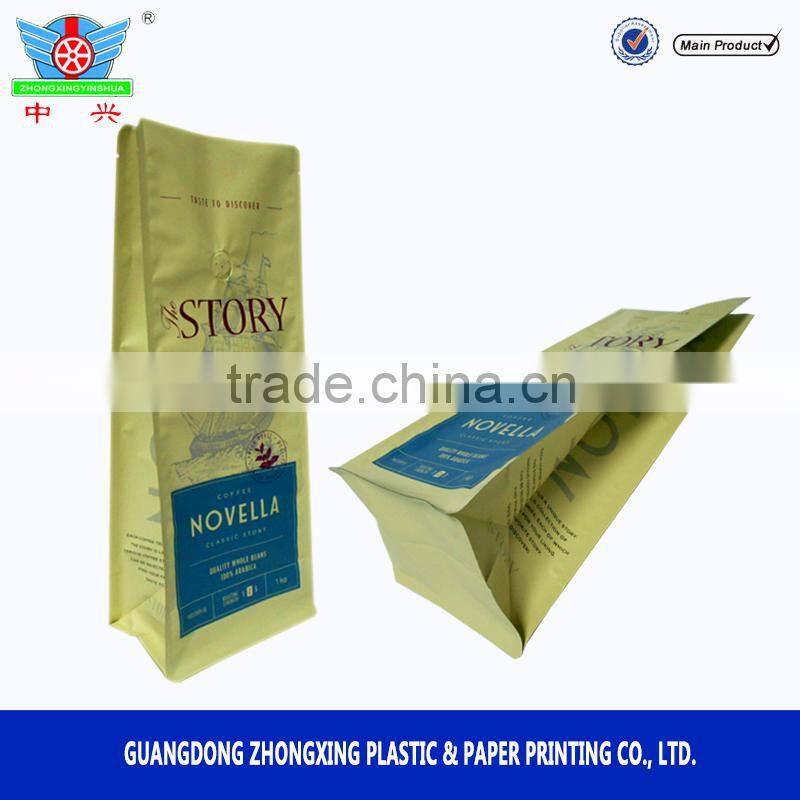 Custom printed Aluminum Foil coffee pouch with Coffee Packaging Bags