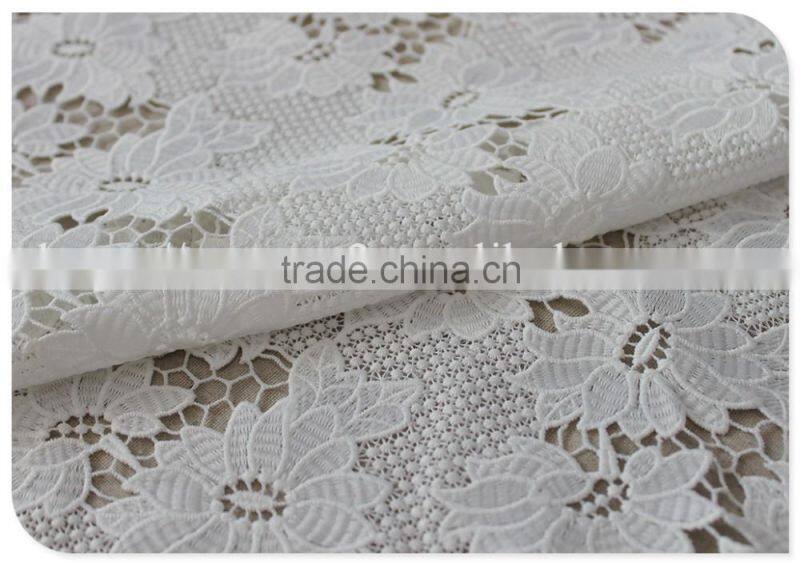 Fashion ollover floral polyester water soluble designer fabrics in white