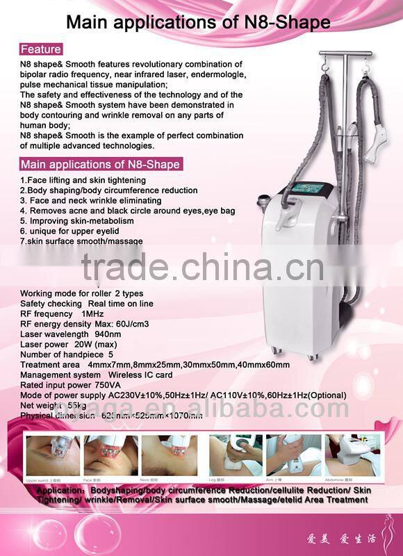 vacuum roller + cavitation + rf + infrared multi functional machinery