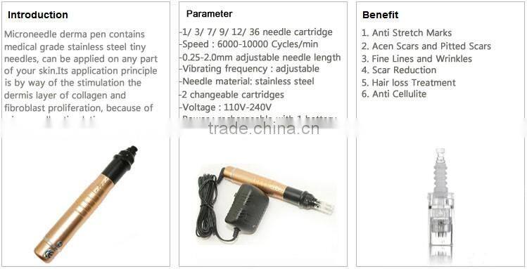 Electric microneedle derma roller pen with flexible needle tip for skin rejuvenation