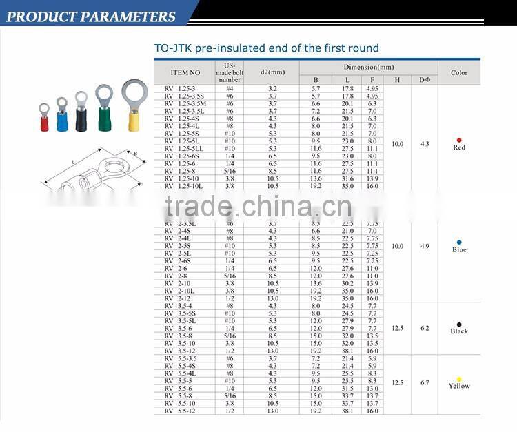 Rich colors insulated ring terminal lugs ring type for sale