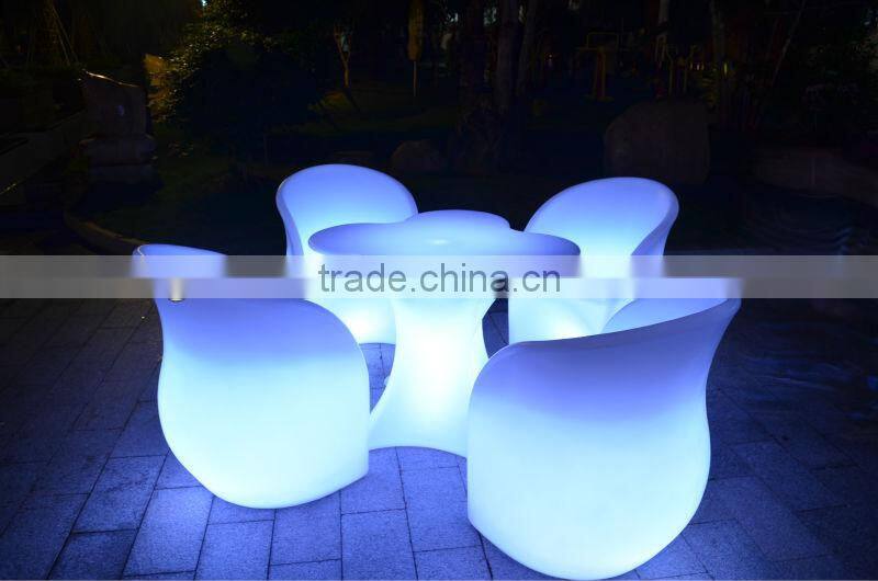 color change LED luminous study dining platic table and chair