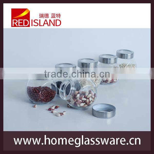 Multipurpose glass spice jars with stainless steel lid