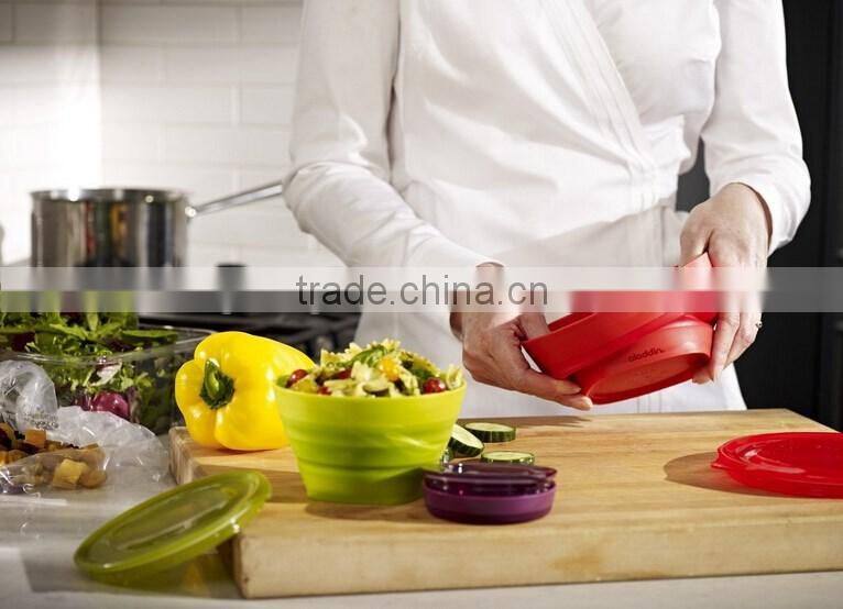 Collapsible Bowl Set | 4oz , 16oz , 32oz, Eggplant, Lettuce & Tomato