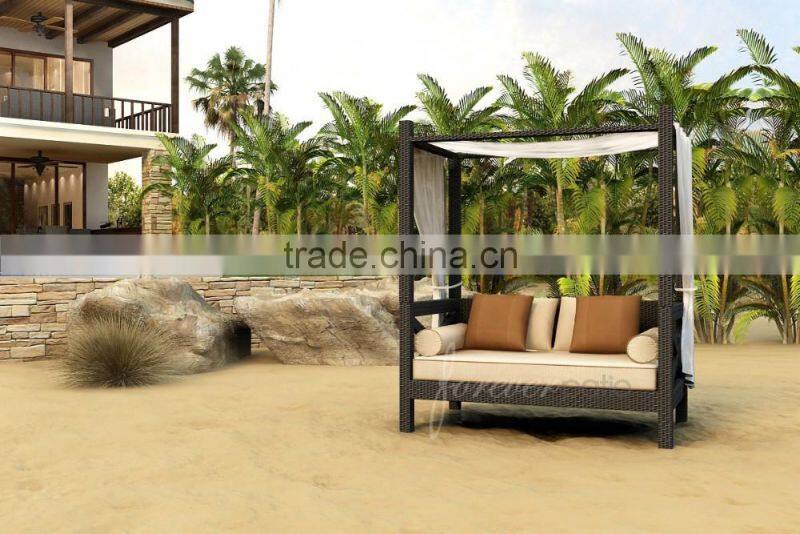 2017 Sigma high end weatherproof outdoor wicker furniture sunbed with canopy