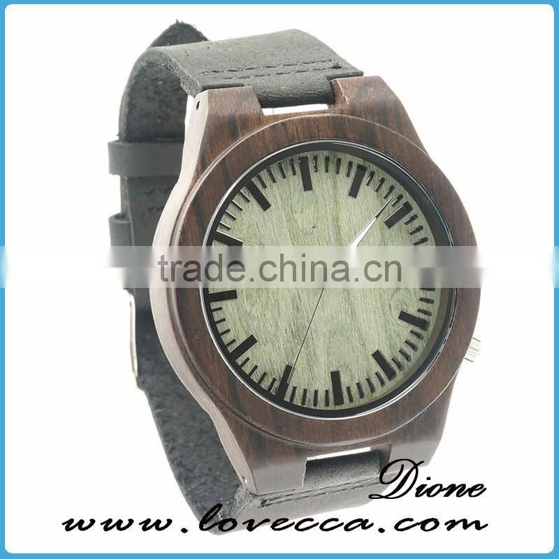 Private label your own logo leather band wristwatch wholesale wood watch