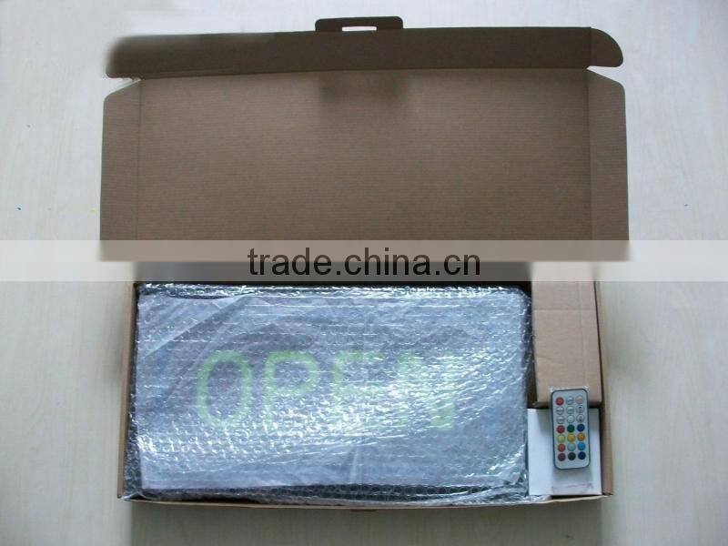 Semi-outdoor color changing LED resin sign Environmental-friendly LED open sign Acrylic panel LED display sign