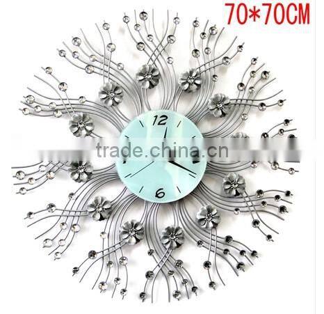 Flower crystal metal wall digital clock