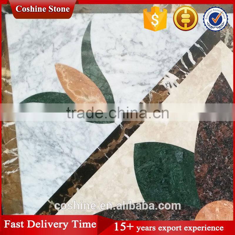 Flower design Mixed color White Gray marble waterjet tile