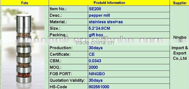 SE206 new acrylic pepper mill