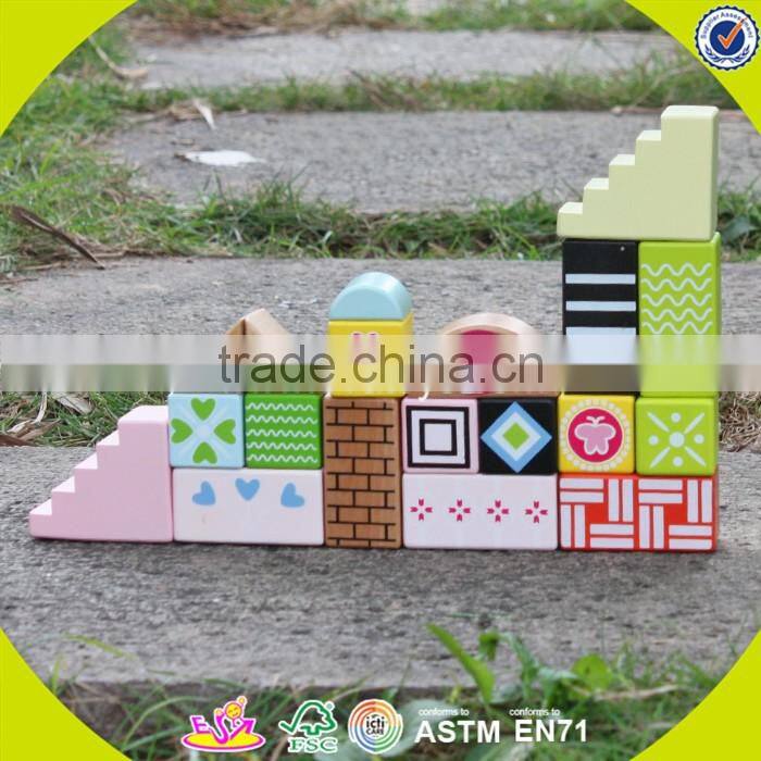 Wholesale colorful wooden blocks toy top quality building wooden blocks toy for kids W13A014