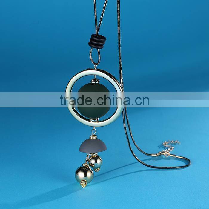 large ball hoop pendant necklace geometric pendant long necklace Korea new design sweater necklace