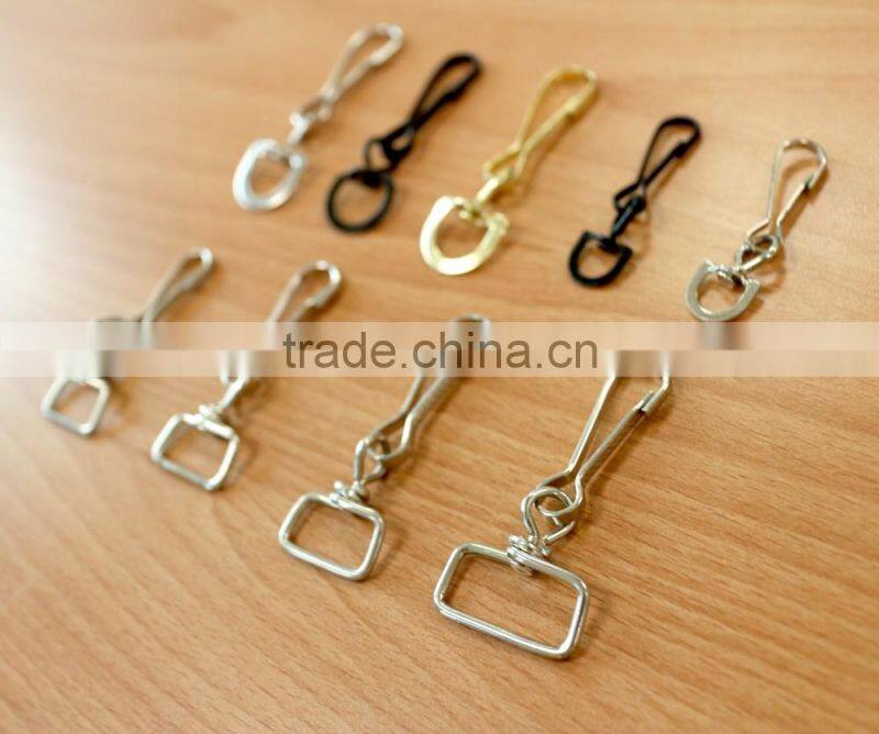 Lanyard hook, Stamping steel Swivel Hook W/Round Eye & Ring, metal hooks Nickel plate, Brass plate, black color, customed color