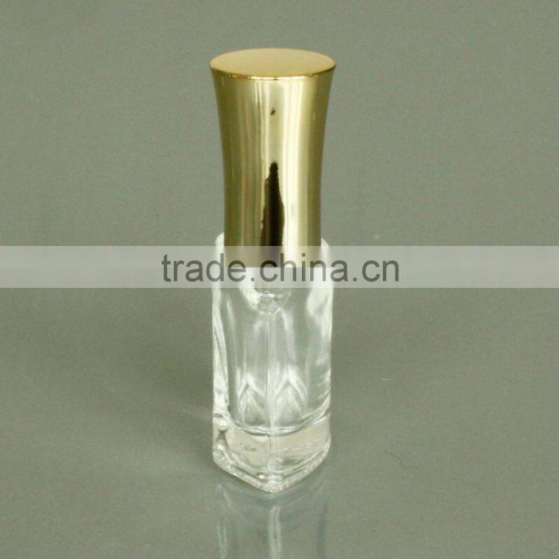 10 ml flat shaped nail polish glass bottle with gold cap