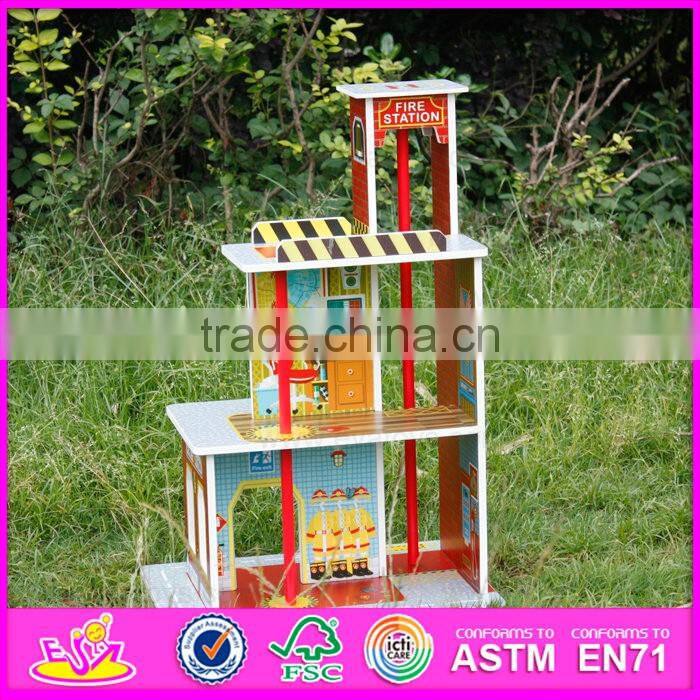 2016 new design beautiful kids wooden big doll house W06A160