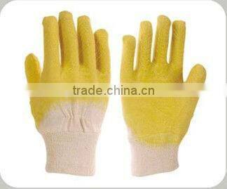 CR Latex coated gloves ,cotton woven line,knitred wrist,open back