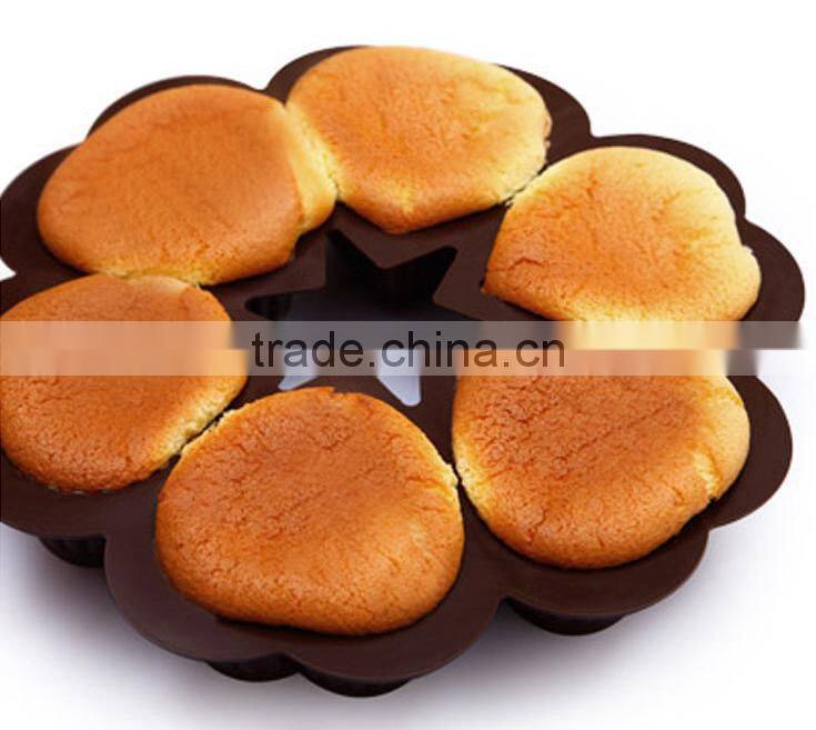 11052 Six Holes Heart Shaped Cake Mould Silicone Mould