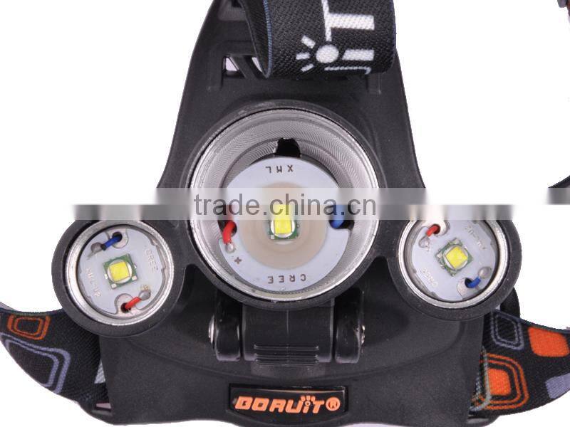Boruit RJ-3000 3xT6 LED 920Lm 4 Mode High Power Rechargeable Headlamp