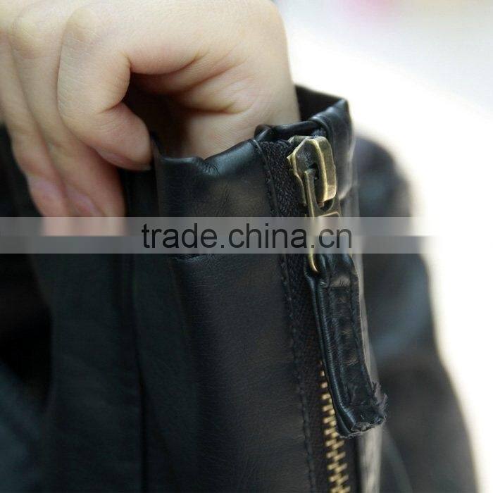 Womens Slim Biker Motorcycle PU Soft Leather Zipper Jacket Coat