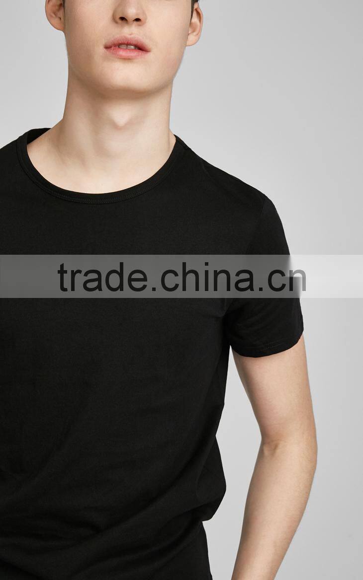 100% cotton plain round neck slim fit tee shirt man t-shirt