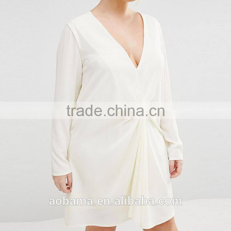 Professional customized white plus size fat women new ladies dress