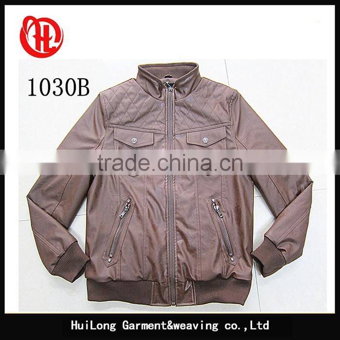 Simple design Stock mens pu leather coat jacket