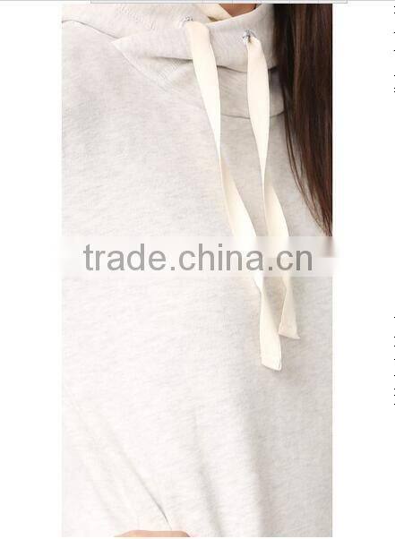 women sweatshirt with double hooded design specialized hooded with decorated wire Long sleeve fleece with rib hem