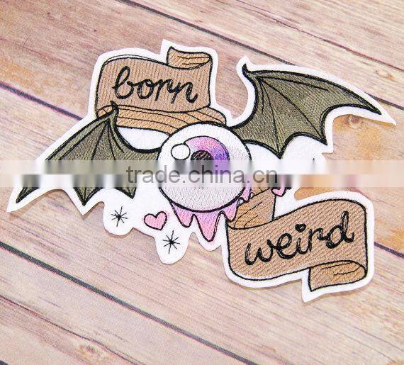Custom high quality embroidered Demon wings patch for clothes embroidery patch made in china choose size/color