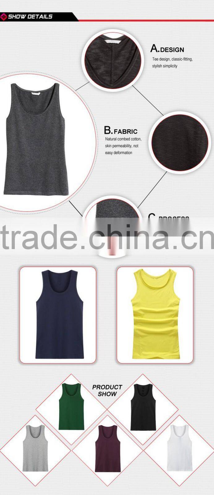 Custom fashion designer comfortable spandex cotton plain mens sports singlets